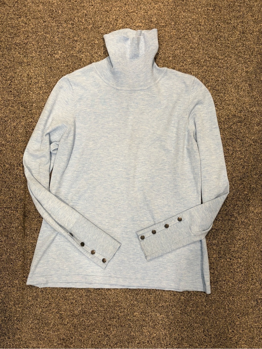 J’Envie Light Blue Turtleneck Sweater with Button Cuff Detail